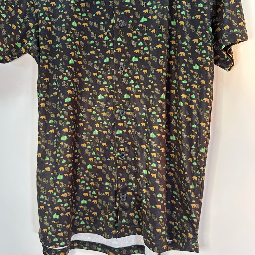 League 91 PLU Bear Trees Golf Button Down Activewear Collared Short Sleeve Shirt - Picture 5 of 9